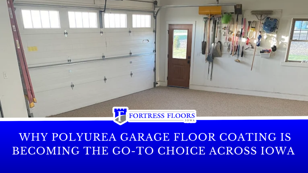 Professional garage floor coating involves concrete grinding, crack repair, base coat application, decorative flakes, and a protective topcoat.